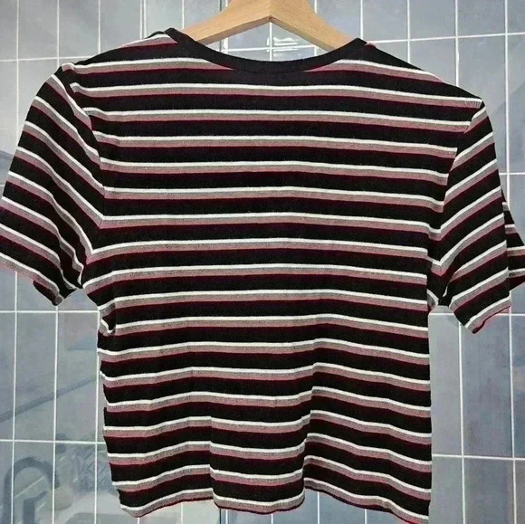 BP. Brand From Nordstrom Cropped Striped Short-Sleeve T-Shirt, Size Small - Picture 6 of 6